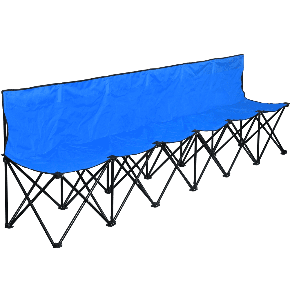 Renwick 6-Seat Portable Folding Bench for Sports Events Camping, Blue