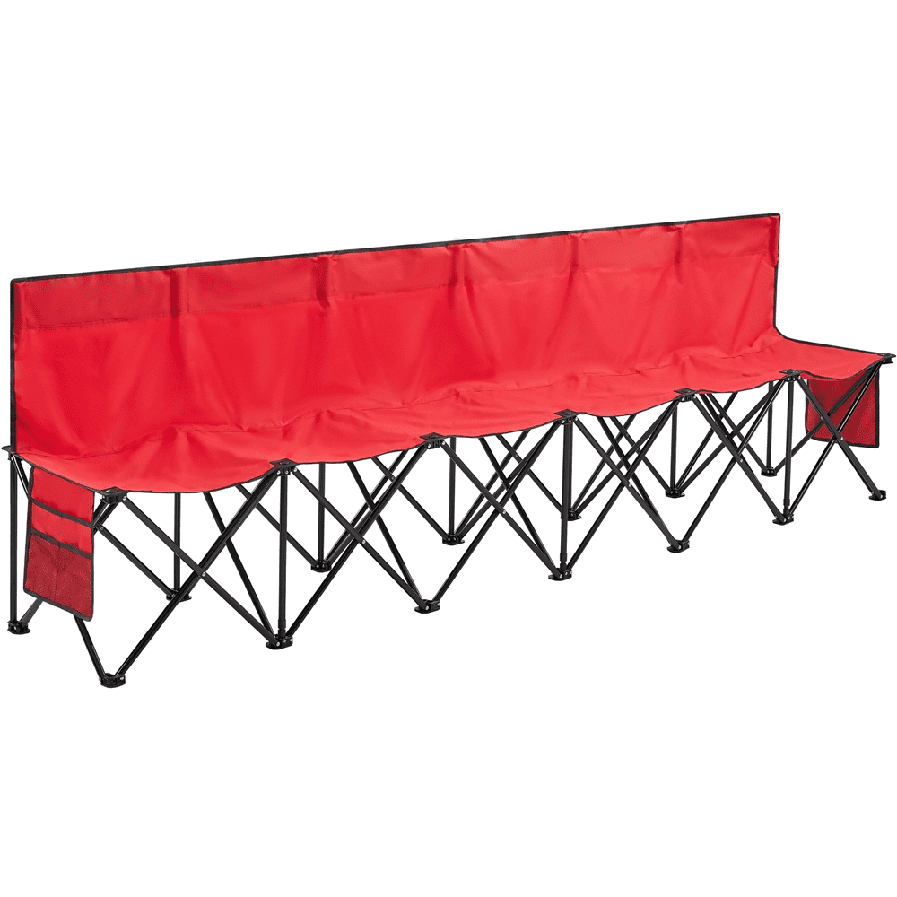 Renwick 6 Seats Portable Folding Bench for Sports Camping, Red