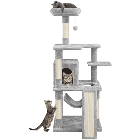 Renwick 60.5-inch Tall Cat Tree Cat Tower with Condo, Light Gray