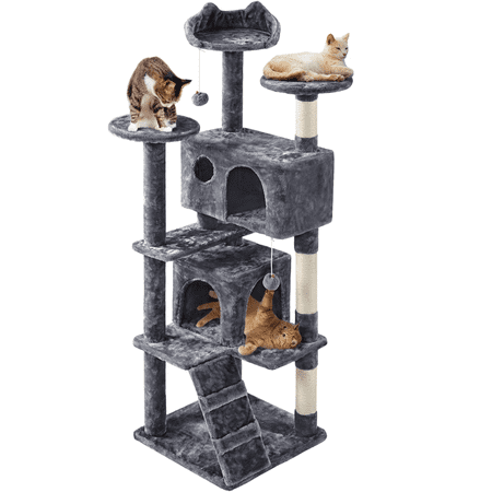 Renwick 61.5 inch Cat Tree with Scratching Post, Dark Gray