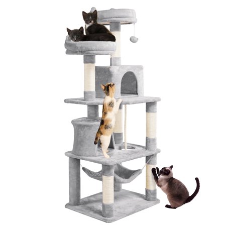 Renwick 62.2-in Cat Tree & Condo Scratching Post Tower, Light Gray