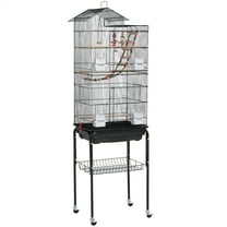 Renwick 62" Metal Rolling Bird Parrot Cage Detachable Stand, Black