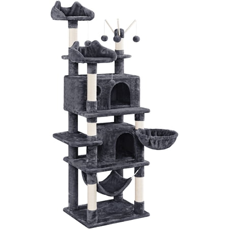 Renwick 67'' H Multi-Level Cat Tree Cat Tower with Condos, Dark Gray