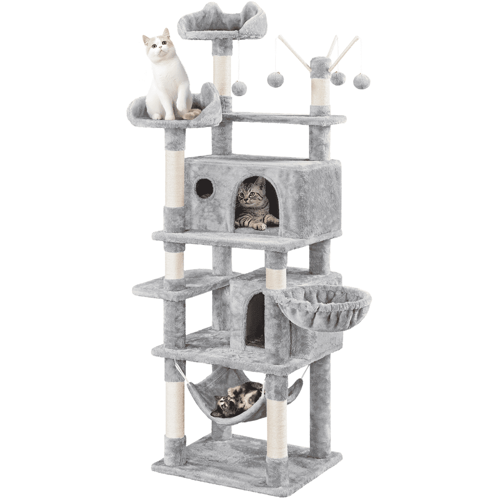 Renwick 67'' H Multi-Level Cat Tree Cat Tower with Condos, Light Gray