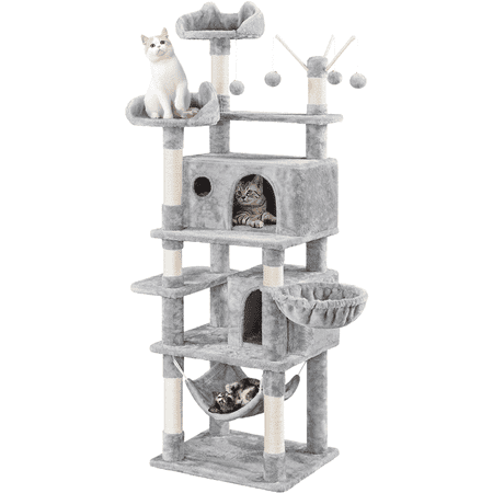Renwick 67'' H Multi-Level Cat Tree Cat Tower with Condos, Light Gray