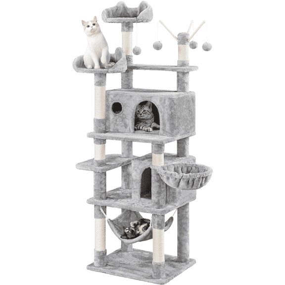 Renwick 67'' H Multi-Level Cat Tree Cat Tower with Condos, Light Gray