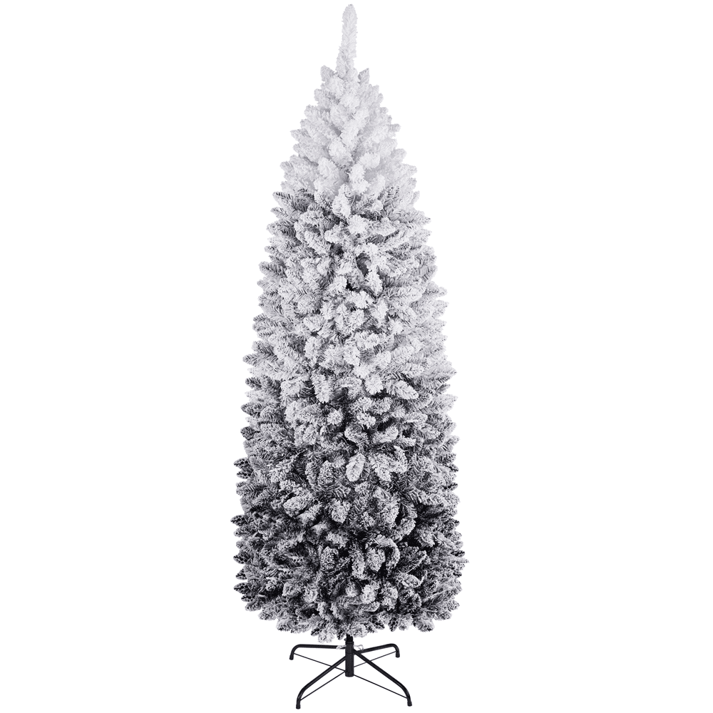 Renwick 6Ft Pre-lit Flocked Artificial Christmas Tree with 250 Incandescent Warm White Lights, Black Gradient