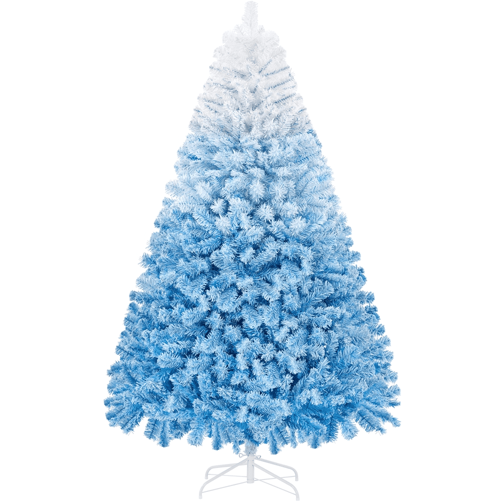 Renwick 6ft Flocked Artificial Christmas Tree with Foldable Stand, Lake Blue Gradient