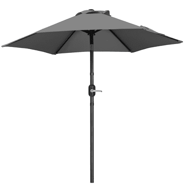 Renwick 7.5Ft Outdoor Patio Umbrella with Push Button Tilt and Crank, Gray