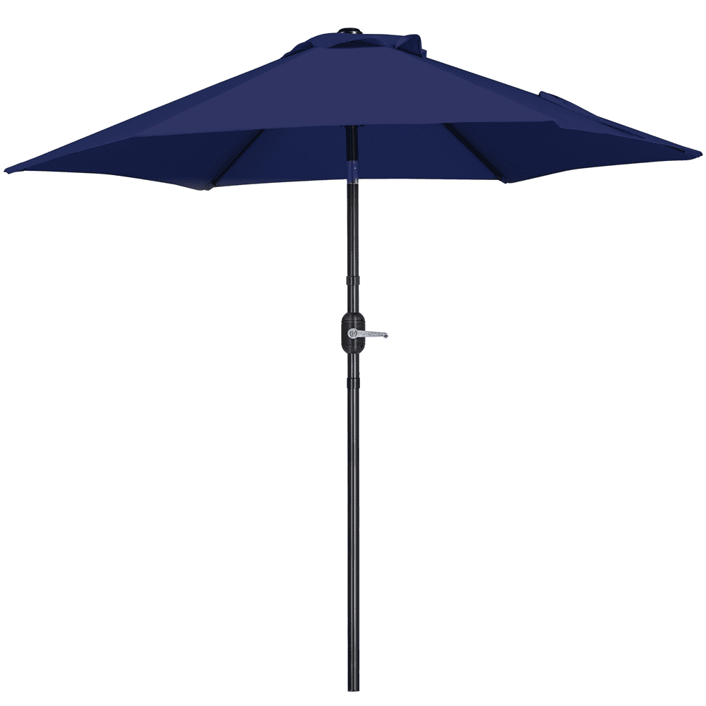 Renwick 7.5Ft Outdoor Patio Umbrella with Push Button Tilt and Crank, Navy Blue
