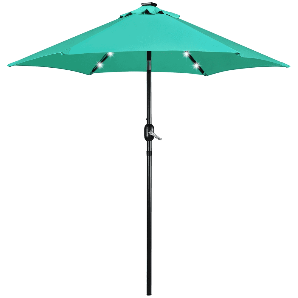Renwick 7.5Ft Patio Market Umbrella with 18 LED Lights, Turquoise