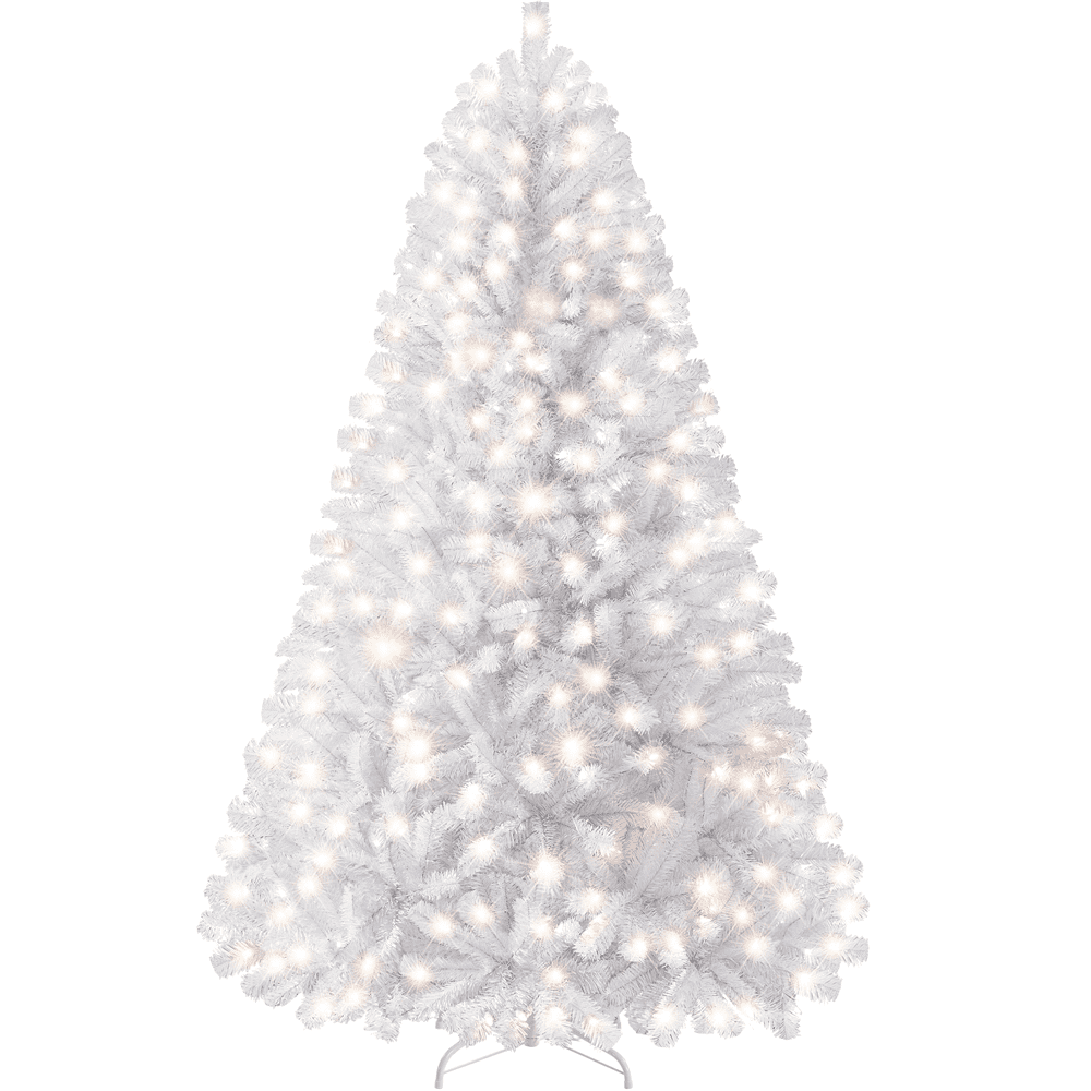Renwick 7.5Ft Pre-Lit Fir Artificial Christmas Tree with Foldable Stand, White