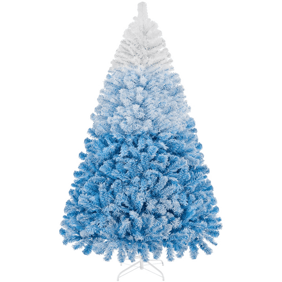Renwick 7.5Ft Pre-lit Flocked Artificial Christmas Tree with 550 Incandescent Warm Lights, Lake Blue Gradient