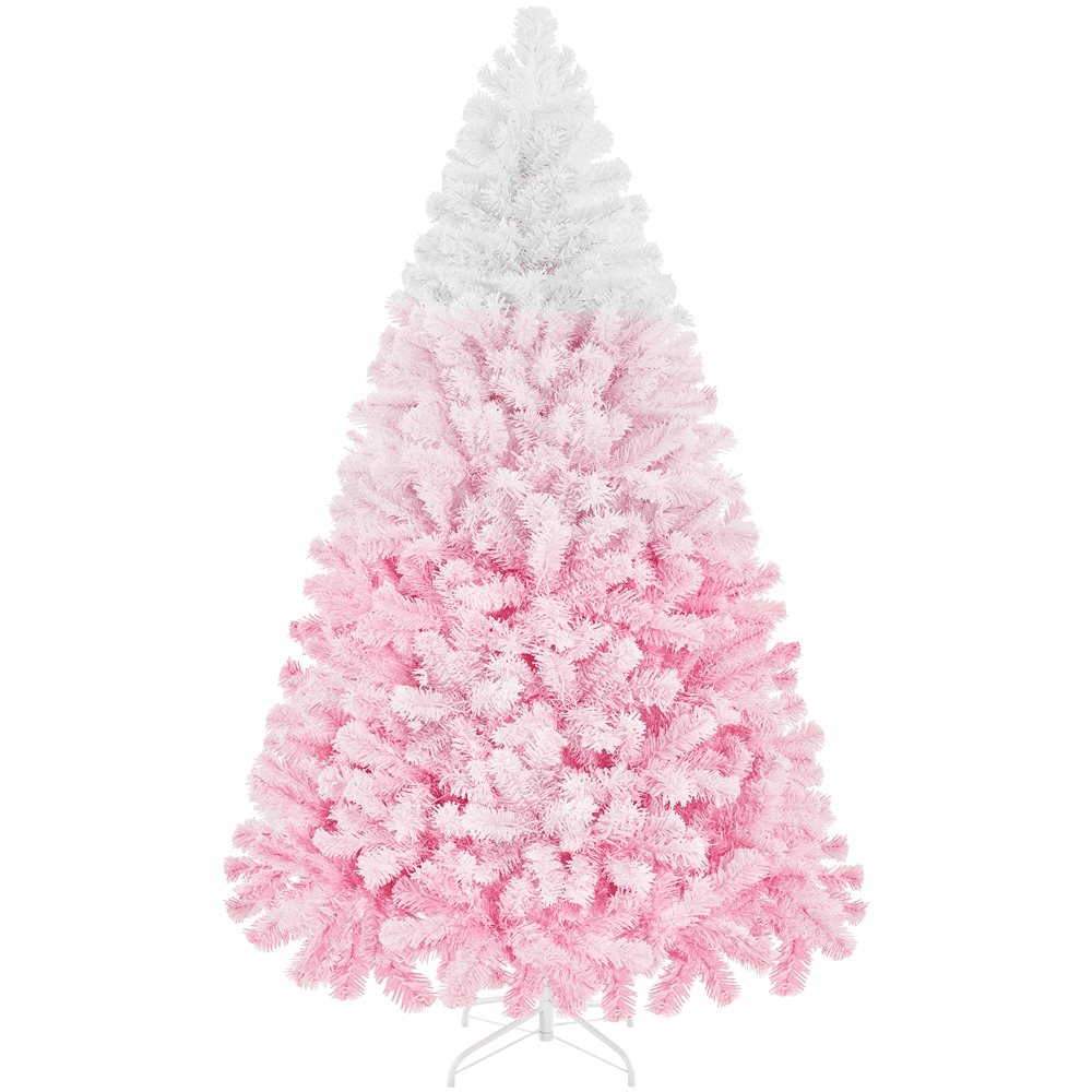 Renwick 7.5Ft Pre-lit Flocked Artificial Christmas Tree with 550 Incandescent Warm Lights, Pink Gradient