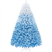 Renwick 7.5ft Flocked Artificial Christmas Tree with Foldable Stand, Lake Blue Gradient