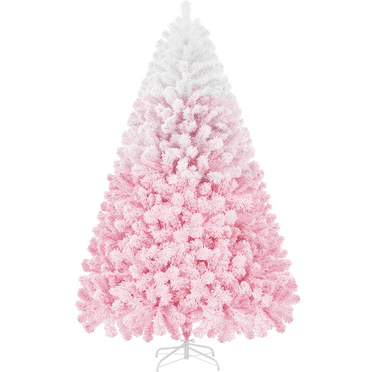 Renwick 7.5ft Flocked Artificial Christmas Tree with Foldable Stand, Pink Gradient