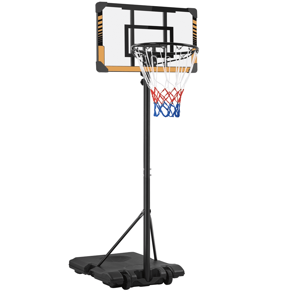 Renwick 7'-8' Height Adjustment 28'' Width Portable Basketball Hoop for Indoors/Outdoors,Brown