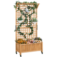 thumbnail image 1 of Renwick 72" H Rolling Wood Planter Raised Bed with Trellis, Light Brown, 1 of 11