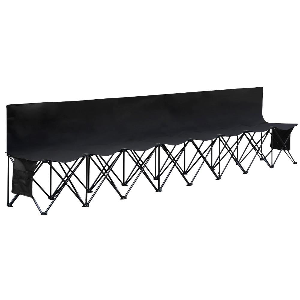 Renwick 8 Seats Portable Folding Bench with Backrest, Black