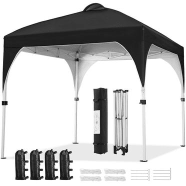 Renwick 8x8Ft Instant Pop Up Canopy Tent with Roller Bag & Sandbags, Black