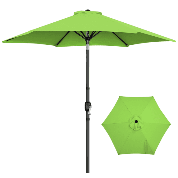 Renwick 9 Ft Outdoor Patio Umbrella with Push Button Tilt and Crank, Grass Green