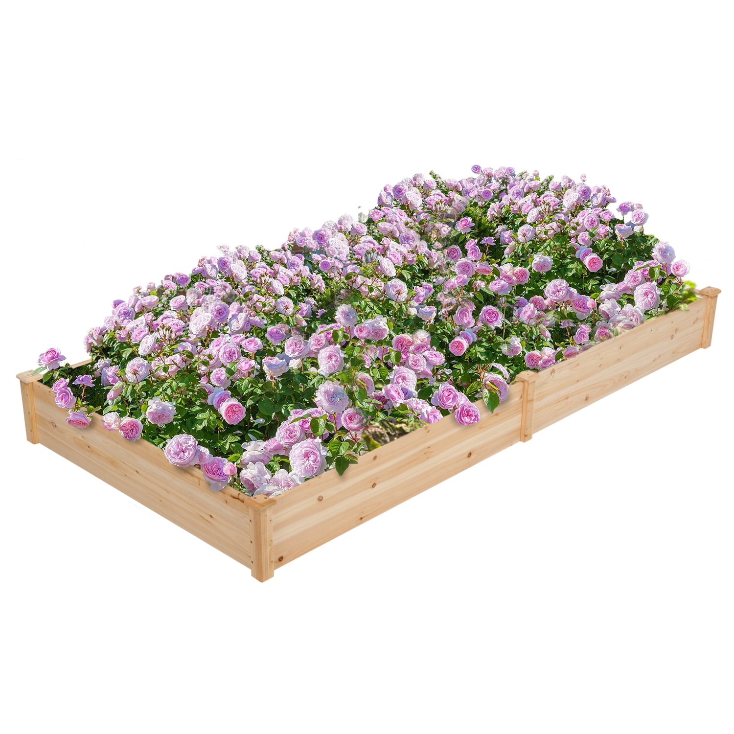 Renwick 92" x 47" x 10" 1 tier Natural Wood Fir Wood Solid Print Planting Raised Garden Kits with Breathable, Self-watering, Weather-resistant