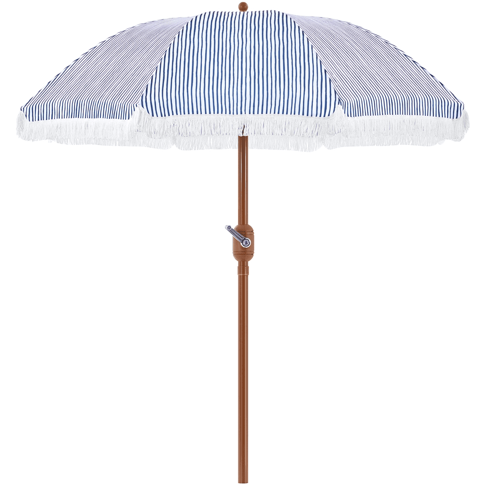 Renwick 9Ft Garden Patio Umbrella with Crank Operating Mechanism, Blue/White