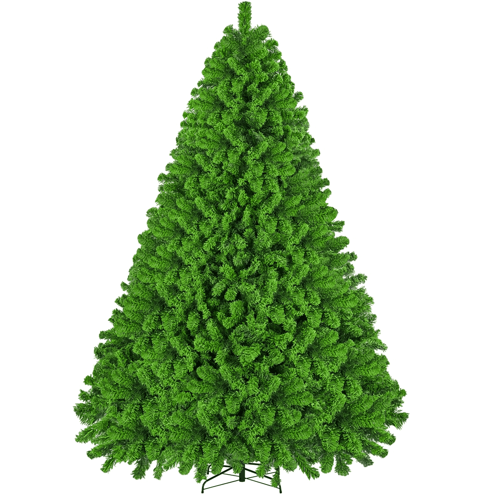 Renwick 9Ft Pre-lit Flocked Artificial Christmas Tree with Foldable Stand, Pure Green