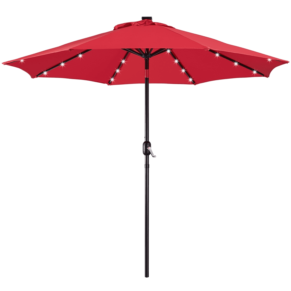 Renwick 9ft Outdoor Market Patio Umbrella with 32 LED Lights, Red