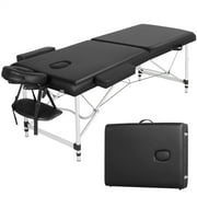 Renwick Adjustable 2 Sections Massage Bed with Face Cradle, Black