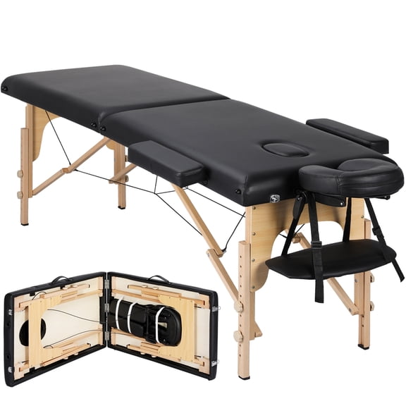 Renwick Adjustable Massage Bed with Headrest and Armrest, Black