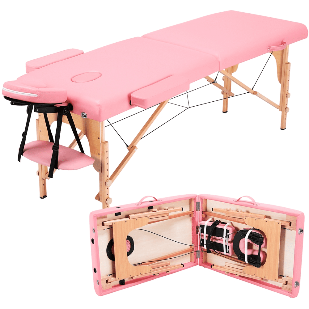 Renwick Adjustable Massage Bed with Headrest and Armrest, Pink