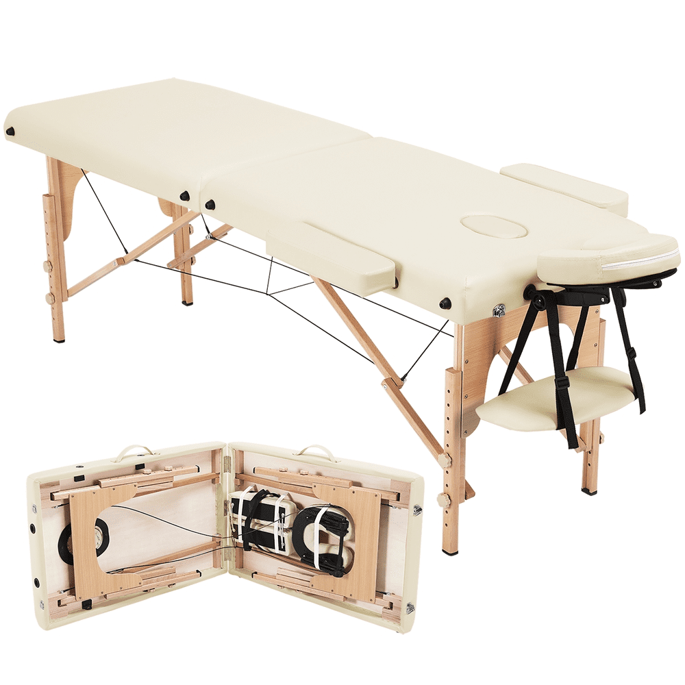 Renwick Adjustable Massage Table with Headrest and Armrest, Cream