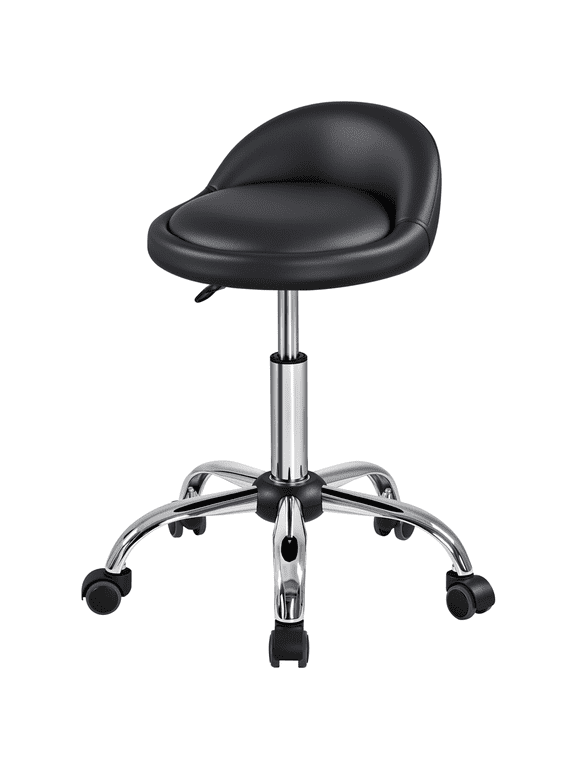 Adjustable Rolling Salon Swivel Stool, Black