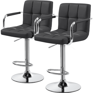 Renwick Bar Stool with Adjustable Height and Armrests, Set of 2, Gray