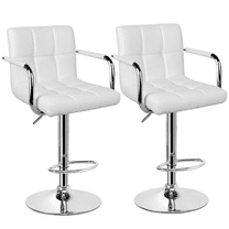 Renwick Bar Stool with Adjustable Height and Armrests, Set of 2, White
