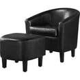 thumbnail image 1 of Renwick Barrel Accent Chair with Ottoman, Black Faux Leather, 1 of 8