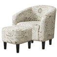 thumbnail image 1 of Renwick Barrel Accent Chair with Ottoman, Letter Print Fabric, 1 of 10