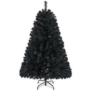 Easyfashion Black Hinged Spruce Artificial Holiday Decorative Christmas Tree, with Foldable Stand 4.5