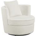 thumbnail image 1 of Renwick Bouclé Swivel Accent Armchair with Throw Pillow, White, 1 of 8