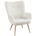 thumbnail image 1 of Alden Design Mid-Century Modern Wingback Accent Chair, White Boucle, 1 of 10
