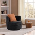 thumbnail image 1 of Renwick Boucle Swivel Accent Armchair with Throw Pillow, Black/Brown, 1 of 12