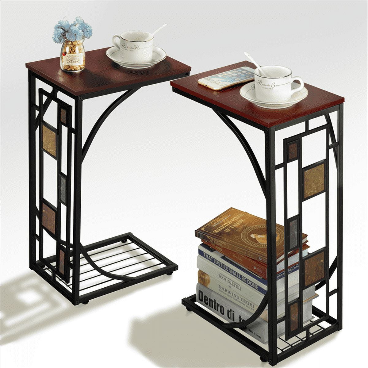 Renwick Living Room End Tables - C Shaped Side Sofa Snack Tables, Set ...