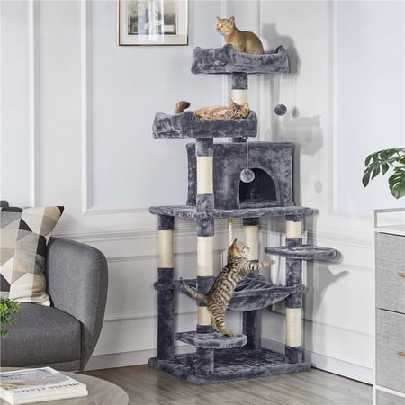Renwick Cat Tree Condo With Scratch Post Kittens Pet House Funny Toys, 59in