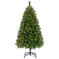 thumbnail image 1 of Easyfashion 4.5 Ft Pre-lit Spruce Artificial Christmas Tree Foldable Holiday Decorative Tree with 300 incandescent lights, Green, 1 of 7