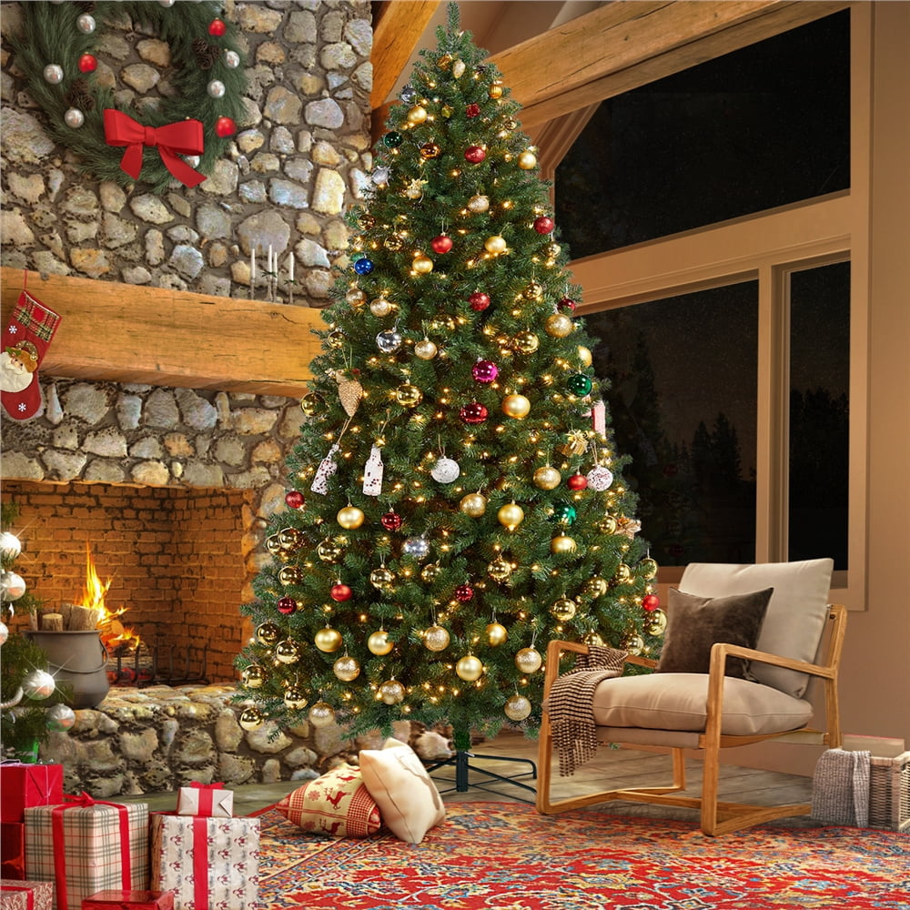 Renwick Clear Prelit Spruce Christmas Tree, Green, 9 Ft