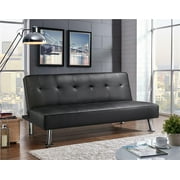 Renwick Convertible Faux Leather Futon Sofa Bed, Black