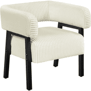 Renwick Corduroy Accent Chair with Solid Wood Legs for Living Room, Beige