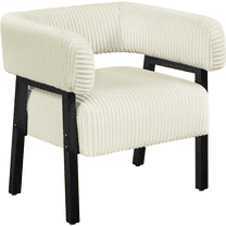 Renwick Corduroy Accent Chair with Solid Wood Legs for Living Room, Beige