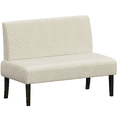 thumbnail image 1 of Renwick Corduroy Armless Loveseat with Rubberwood Legs, Beige, 1 of 12